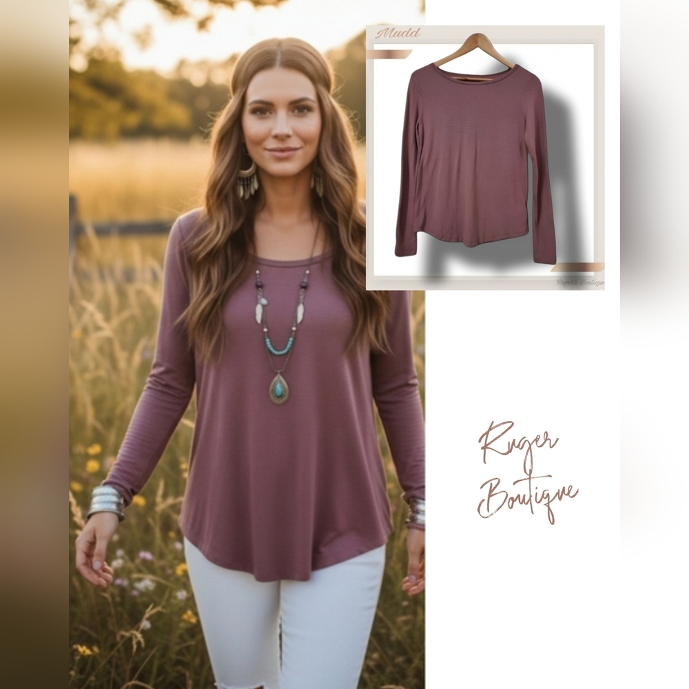 🌿Mudd Women's XS Mauve Lightweight Longsleeve Tee